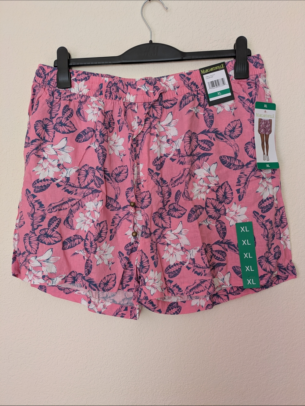 Margaritaville Tropical Print Drawstring Shorts Set Of 2 - Pink & Yellow XL - Picture 2 of 5